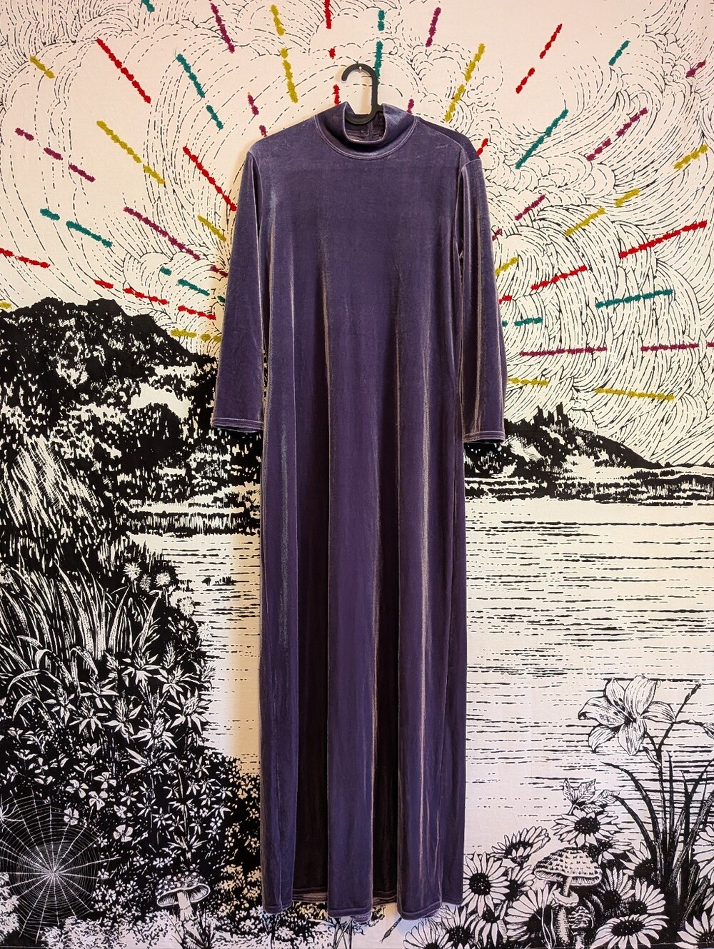 Vintage 90s Holiday Fairycore Velveteen Maxi Dress